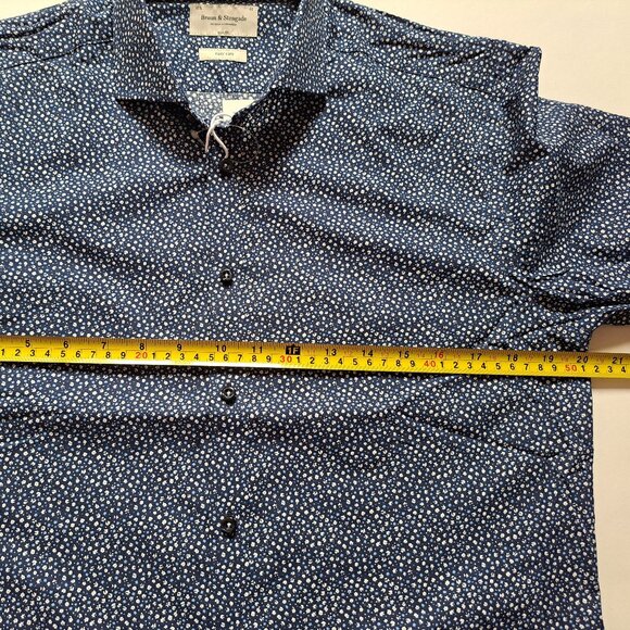 New Bruun & Stengade Men's Slim Fit Floral Button Down Blue Shirt Size 40 - Picture 10 of 16